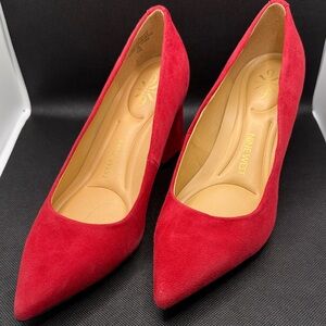 Nine West Red Suede Pointed Toe Pumps